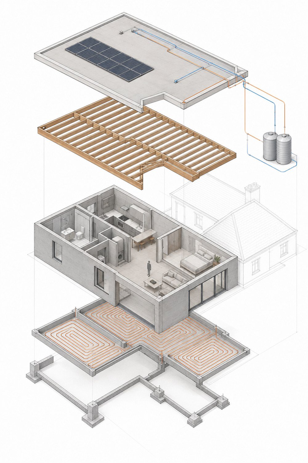 Coupe axonométrique d'un projet — Atelier Walid Ghanem Architectes